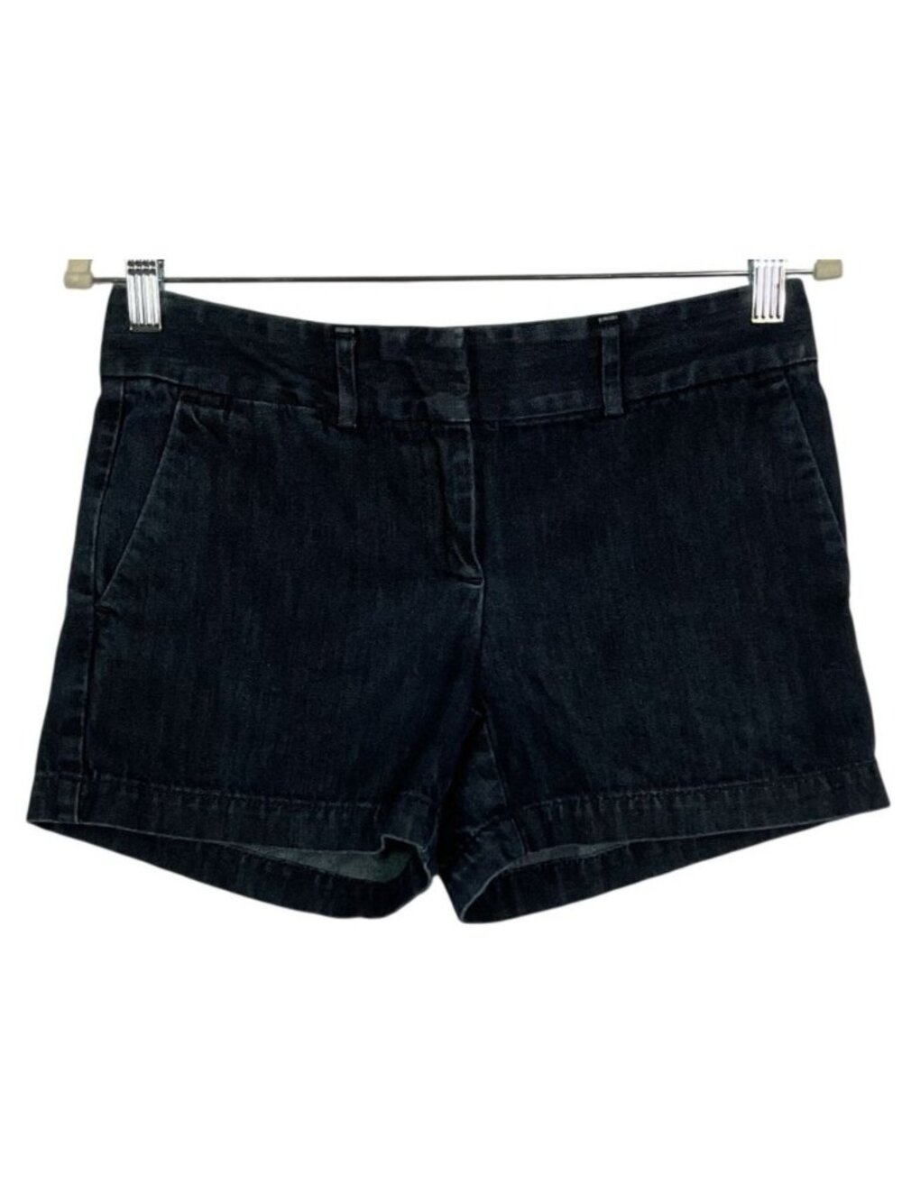 LOFT Riviera Dark Wash Denim Shorts Mid Rise Cotton Size 00 Classic Fit